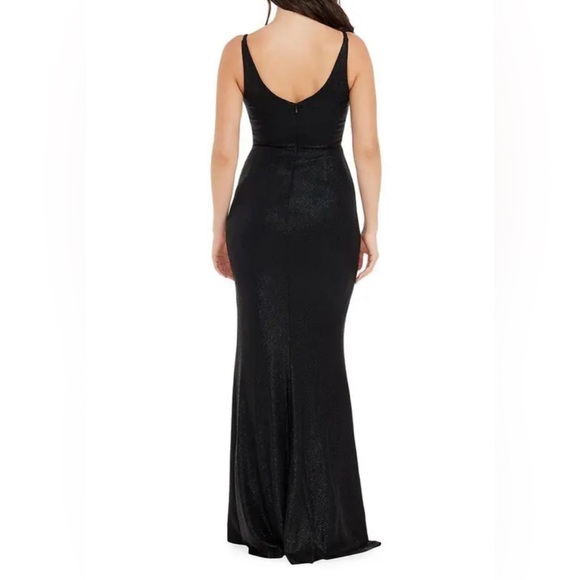 NWT - Dress the Population Jordan ruched side slit dress in black metallic! - Picture 4 of 9